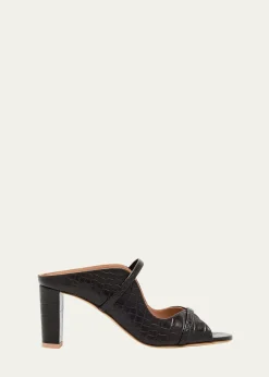 Malone SouliersNorah Croc-Embossed Leather Double-Strap Mule Sandals