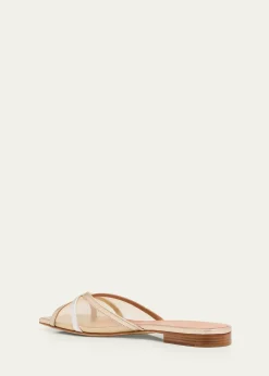 Malone SouliersPerla Multi Metallic Leather and Mesh Flat Slide Sandals