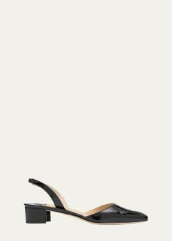 Manolo BlahnikAspro Leather Slingback Ballerina Pumps