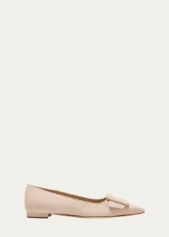 Manolo BlahnikMaysale Suede Buckle Ballerina Flats