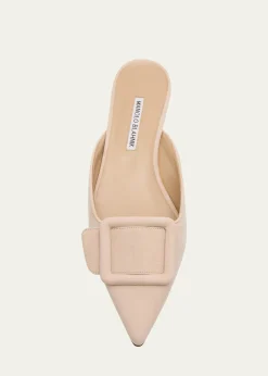Manolo BlahnikMaysale Suede Buckle Ballerina Mules