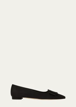 Manolo BlahnikMaysale Suede Buckle Ballerina Flats