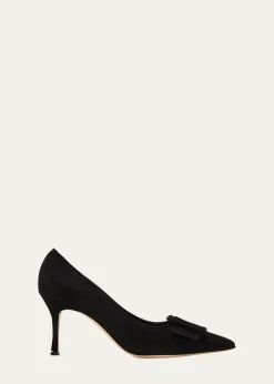 Manolo BlahnikMaysale Suede Pointed-Toe Buckle Pumps