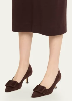 Manolo BlahnikMaysale Suede Buckle Pumps