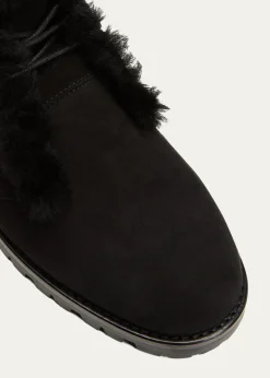 Manolo BlahnikMircus Suede Shearling Lace-Up Booties