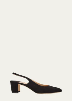 Manolo Blahnik50mm Allurasa Suede Slingback Pump