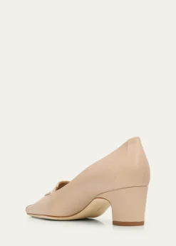 Manolo Blahnik50mm Cleofelo Low-Heel Leather Pumps