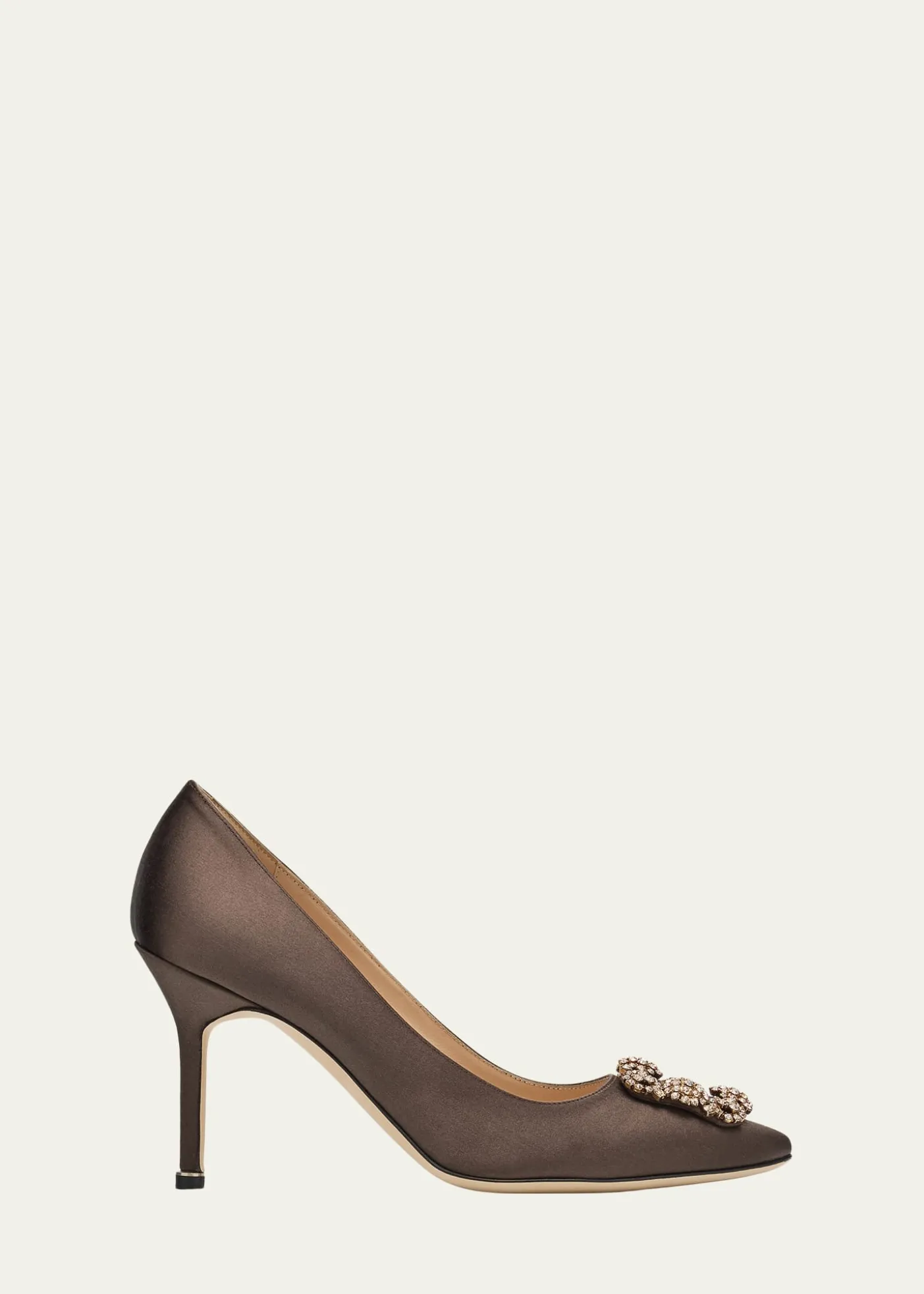 Manolo Blahnik90mm Hangisis Satin Pumps with Crystal Buckle