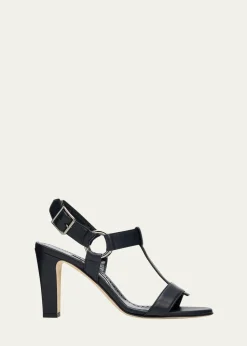 Manolo Blahnik90mm Miona Leather T-Bar Sandals
