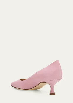 Manolo Blahnik50mm Srila Suede Kitten Heel Pumps