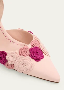 Manolo Blahnik70mm Svemutasli Gala Floral Satin Slingback Pumps