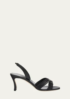 Manolo Blahnik70mm Volusan Leather Slingback Pumps