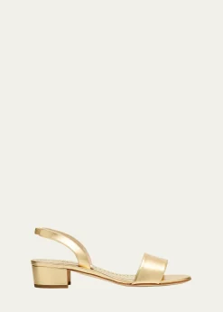 Manolo BlahnikPatopia Metallic Slingback Sandals