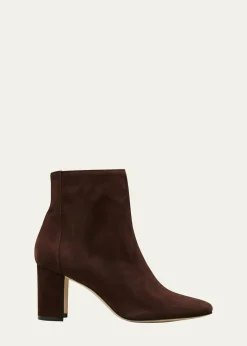 Manolo BlahnikRosie Suede Zip Ankle Booties