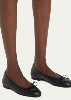Manolo BlahnikVeralli Leather Bow Ballerina Flats
