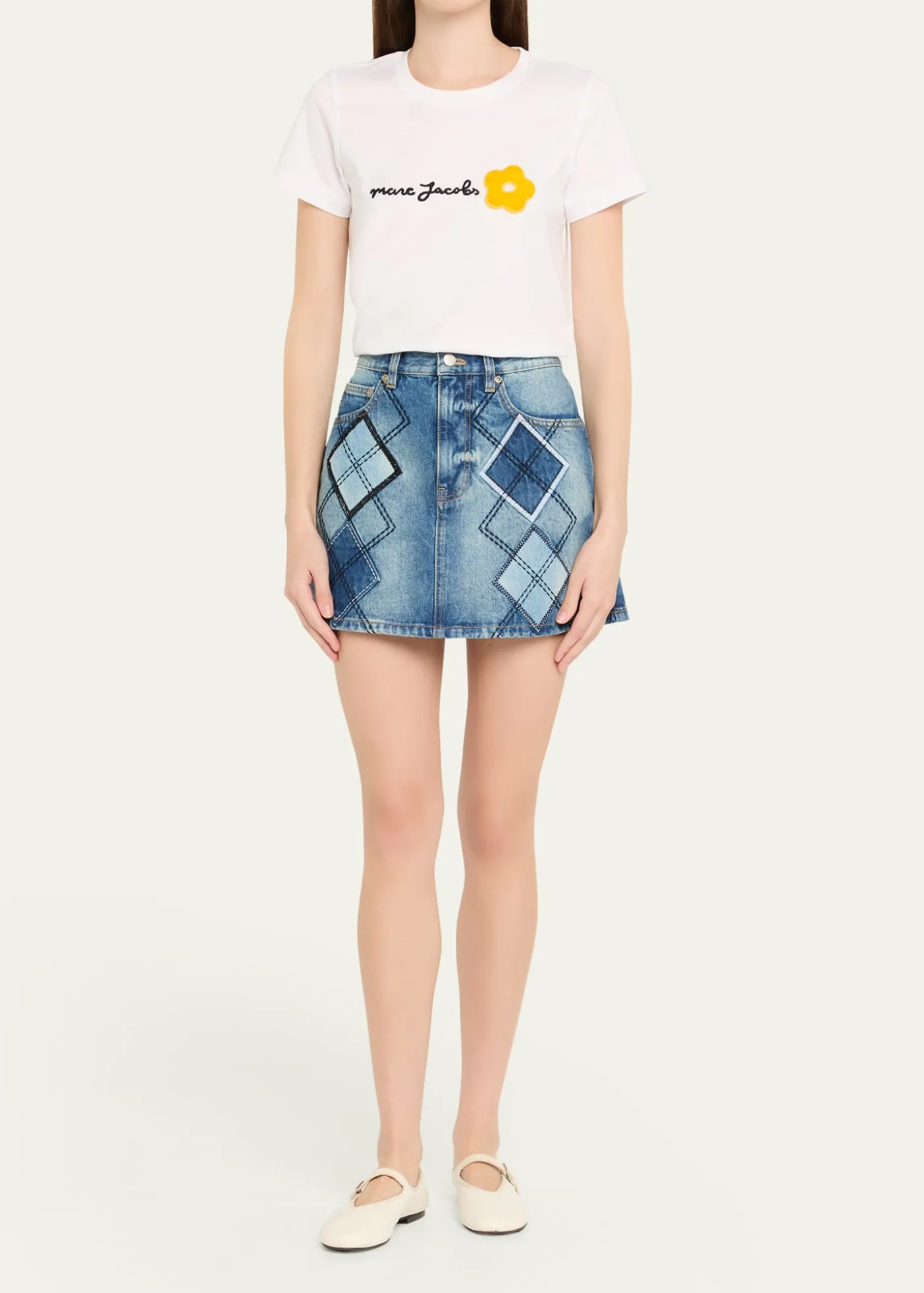 Marc JacobsLogo Flower Applique T-Shirt