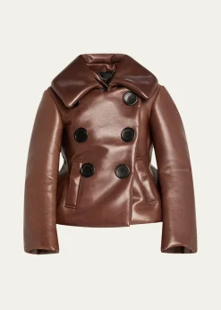 Marc Jacobs RunwayShrunken Leather Double-Breasted Jacket