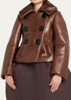 Marc Jacobs RunwayShrunken Leather Double-Breasted Jacket
