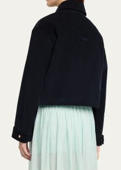 MARIA MCMANUSCropped Snap-Front Velvet Jacket