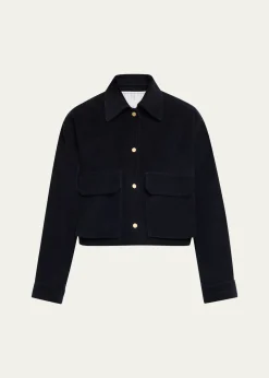 MARIA MCMANUSCropped Snap-Front Velvet Jacket