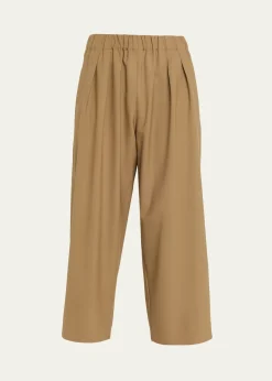 MARIA MCMANUSPleated Wide-Leg Crop Pull-On Trousers