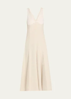MARIA MCMANUSV-Neck Lace Godet Dress