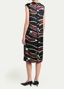 MarniAbstract Wave Sleeveless Midi Dress