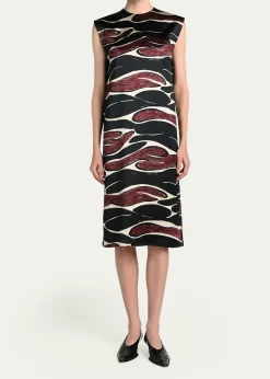 MarniAbstract Wave Sleeveless Midi Dress