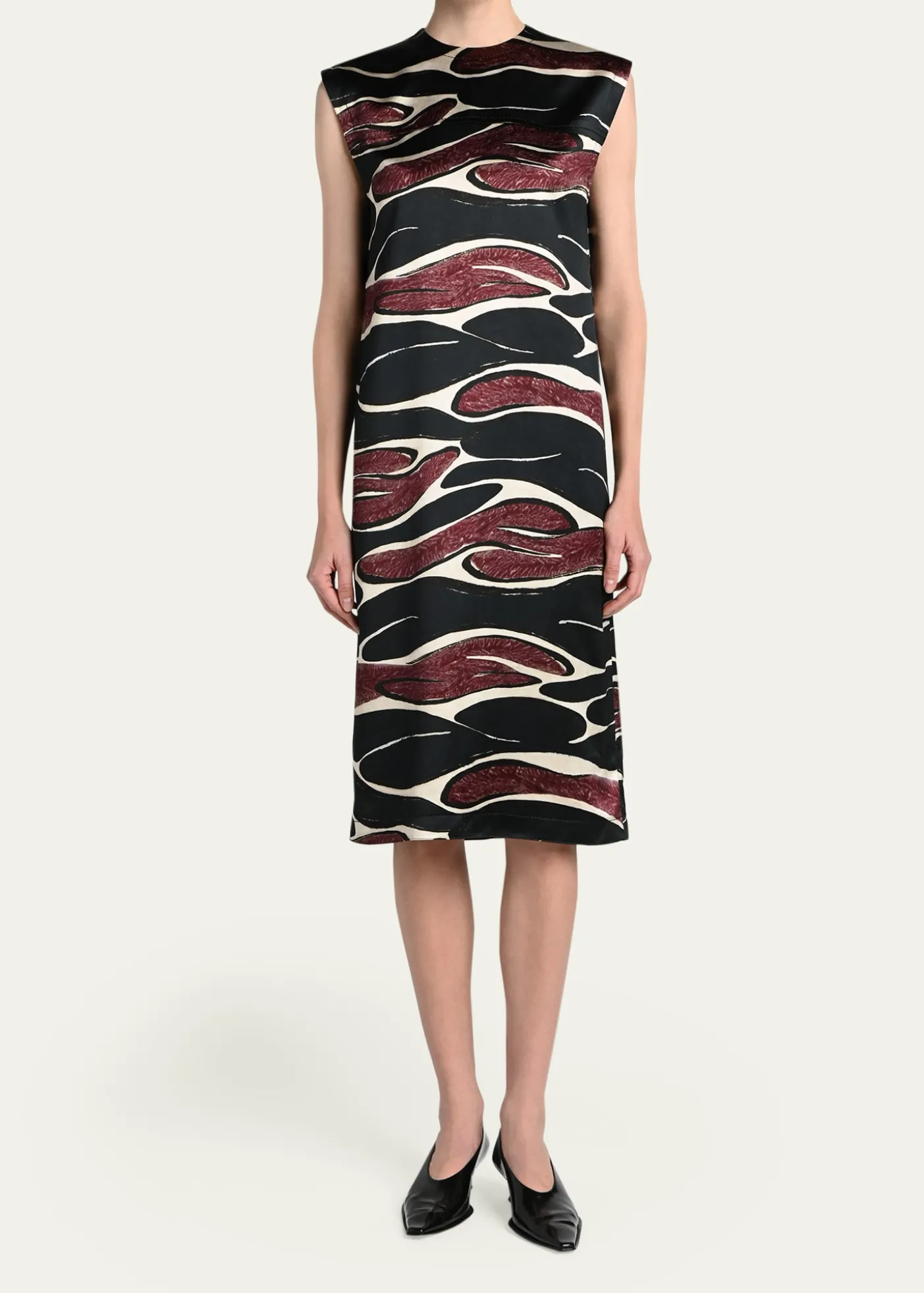 MarniAbstract Wave Sleeveless Midi Dress