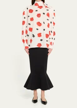 MarniRose-Print Scarf Oversized Balloon Top