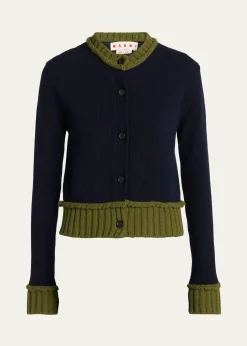 MarniWool-Blend Contrast-Trim Cardigan