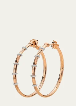 Mattia Cielo18K Rose Gold Diamond Tubogas Hoop Earrings