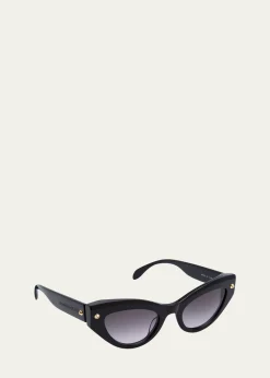 McQueenAcetate Cat-Eye Sunglasses w/ Studded Detail