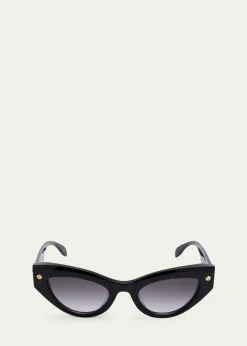 McQueenAcetate Cat-Eye Sunglasses w/ Studded Detail