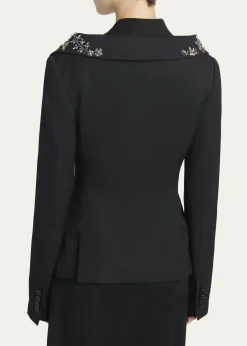 McQueenBeaded Off-The-Shoulder Single-Breasted Jacket