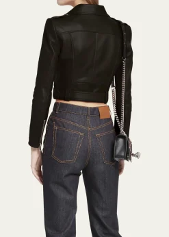 McQueenCropped Leather Biker Jacket