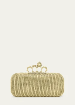McQueenCrystal Leather Long Knuckle Clutch Bag