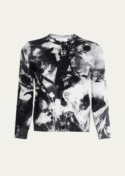 McQueenFloral Jacquard Crewneck Cardigan