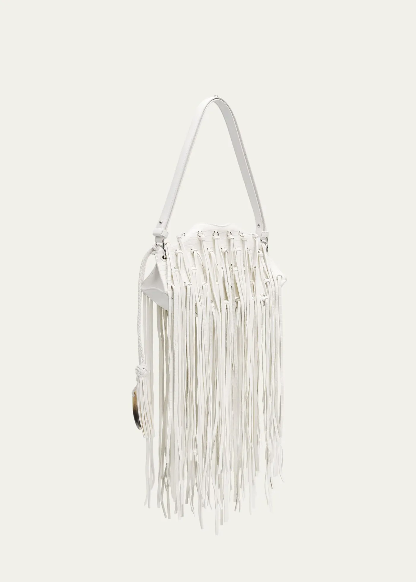 McQueenFringed Croc-Embossed Leather Shoulder Bag