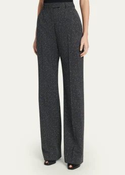 McQueenHigh-Rise Pinstripe Straight-Leg Trousers