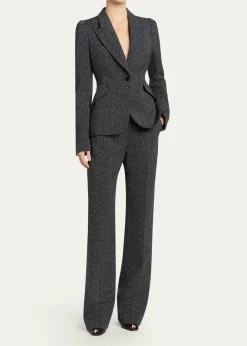 McQueenHigh-Rise Pinstripe Straight-Leg Trousers