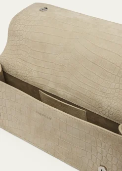 McQueenJewelled Croc-Embossed Suede Top-Handle Bag