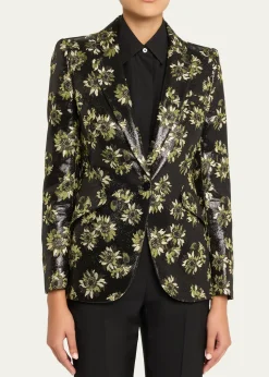McQueenLacquered Sunflower Single-Breasted Jacket