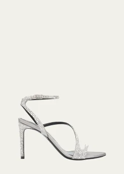McQueen90mm Skull Embellished Satin Ankle-Strap Sandals