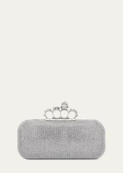 McQueenPunk Four Ring Rhinestone Leather Clutch Bag