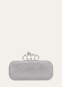 McQueenPunk Four Ring Rhinestone Leather Clutch Bag