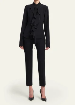 McQueenRuffle Crepe De Chine Shirt