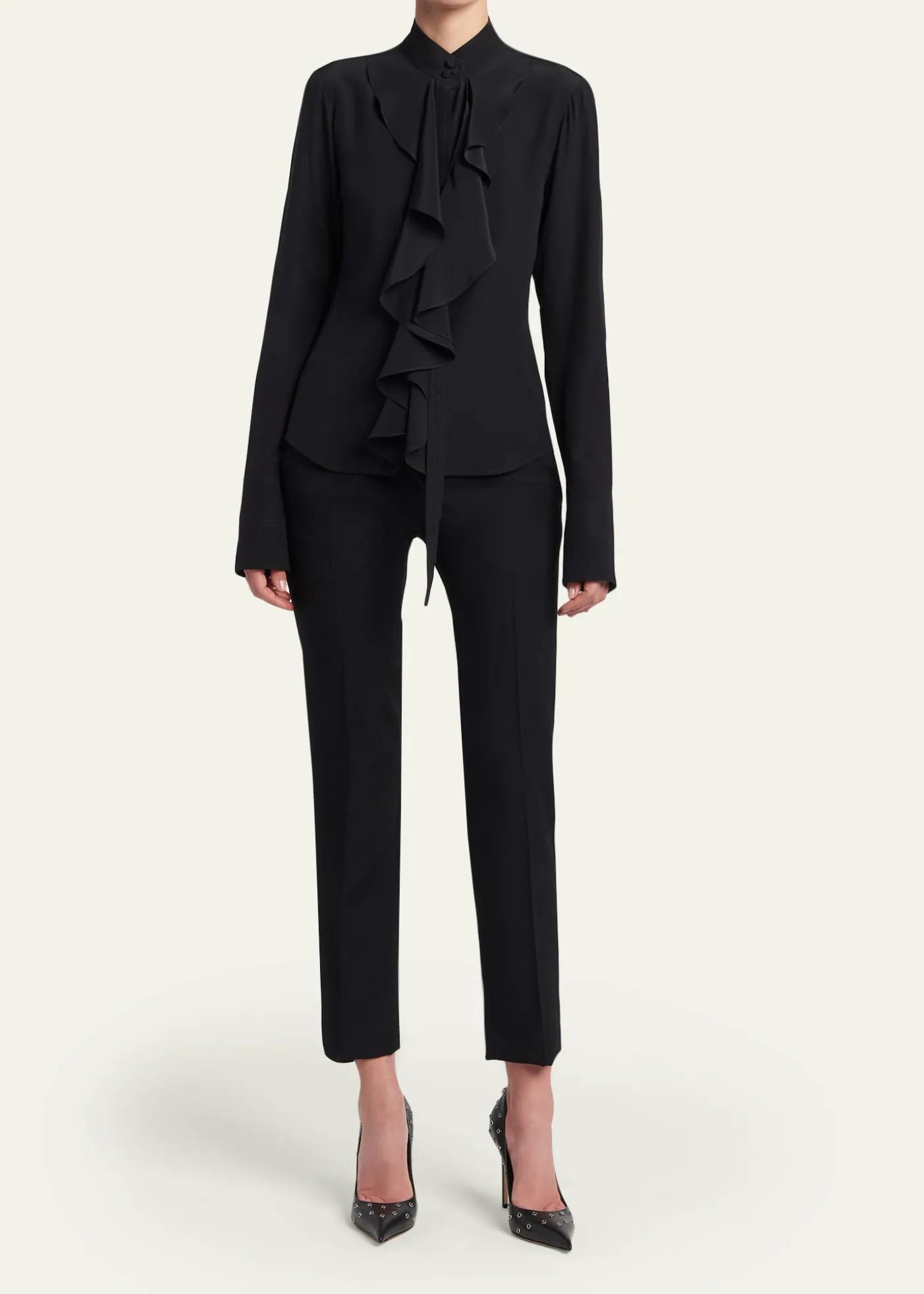McQueenRuffle Crepe De Chine Shirt