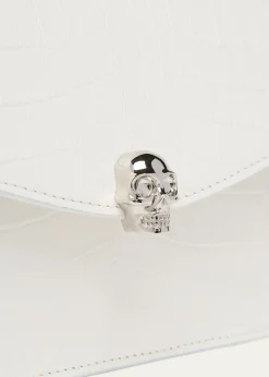 McQueenSkull Top-Handle Bag in Croc-Effect Leather