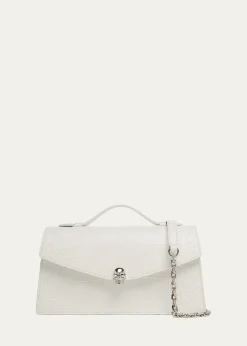 McQueenSkull Top-Handle Bag in Croc-Effect Leather